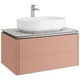 Lotus Mat Şeftali Lavabo Dolabı Seti/Pallisandro Ksfx Tezgah 80cm
