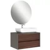 Zero 2.0 80cm Çift Çekmeceli Lavabo Dolabı Seti/Antrasit-Ceviz
