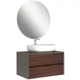 Zero 2.0 80cm Lavabo Dolabı Seti/Antrasit-Ceviz