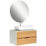 Zero 2.0 80cm Lavabo Dolabı Seti/Dikdörtgen, Beyaz-Meşe