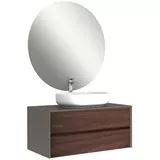 Zero 2.0 100cm Oval Lavabolu Dolap Seti/Antrasit-Ceviz