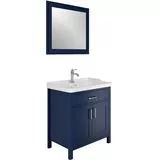 Vintage 80cm Lavabo Dolabı Seti/Mavi-Krom
