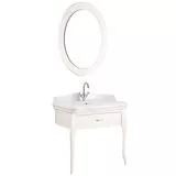 Victorian 90cm Tek Delikli Lavabo Dolabı Seti/Krem