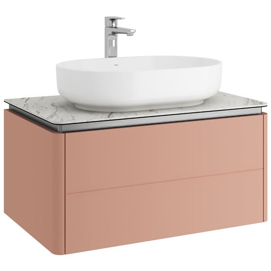 Lotus Mat Şeftali Lavabo Dolabı Seti 80cm | Kale Core