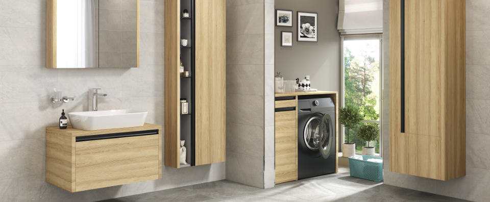 Kaleseramik vista mobilya, Ahsap banyo mobilyasi, modern banyo mobilyalari, camasir makinesi dizayn onerileri