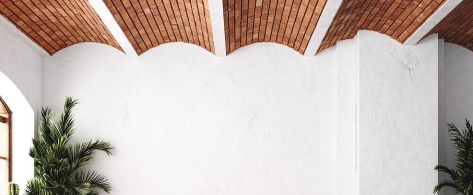 tonozlu ic mekan tavanina tugla doseme ile sicak ve samimi alan