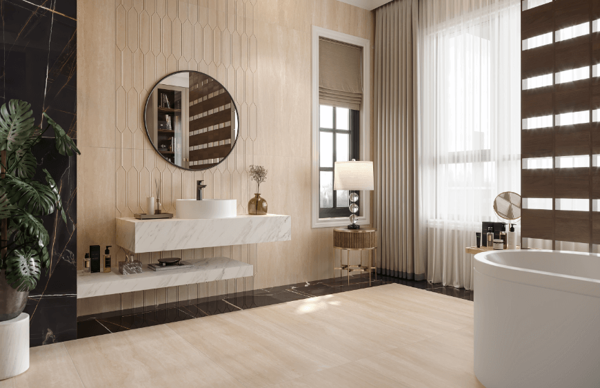 Kaleseramik mineral serisi, modern banyo, banyoda ayna kullanimi