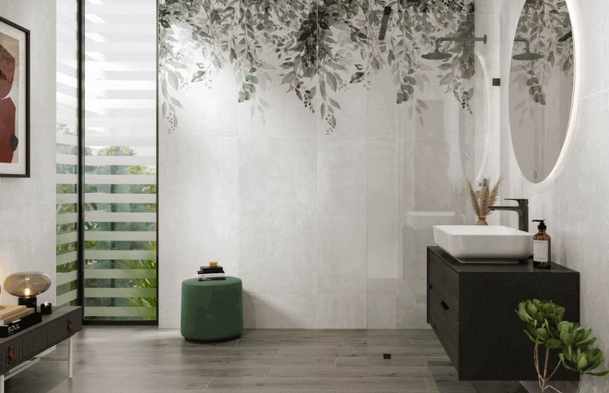 Seramik, banyo seramikleri, banyo mobilyaları, dokulu seramik, siyah lavabo dolabı, isikli banyo aynasi, kaleseramik, kaleseramik lavabo, modern banyo tasarimi