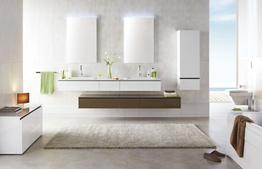 kale banyo beyaz saray kahverengi moduler modern ve minimalist banyo mobilyasi