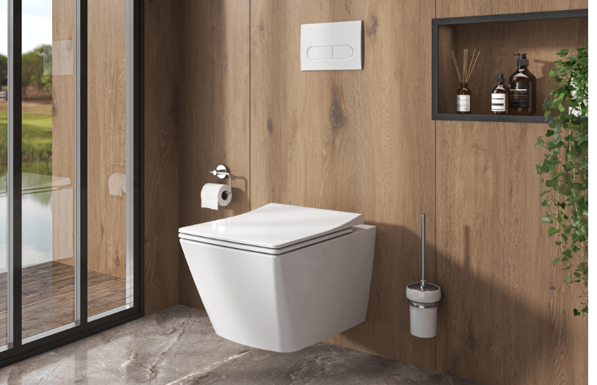 Solid serisi, modern banyo tasarimi,modern klozet,ahsap banyo duvari