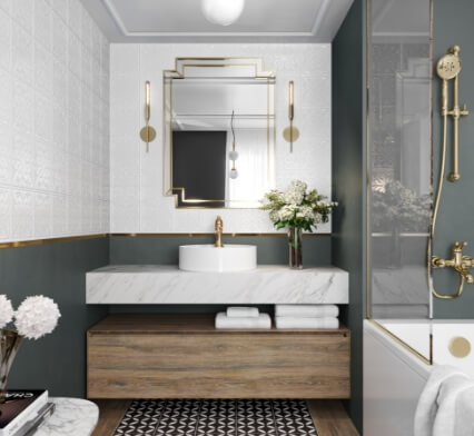 Magical Unity in the Bathroom: Gold and White