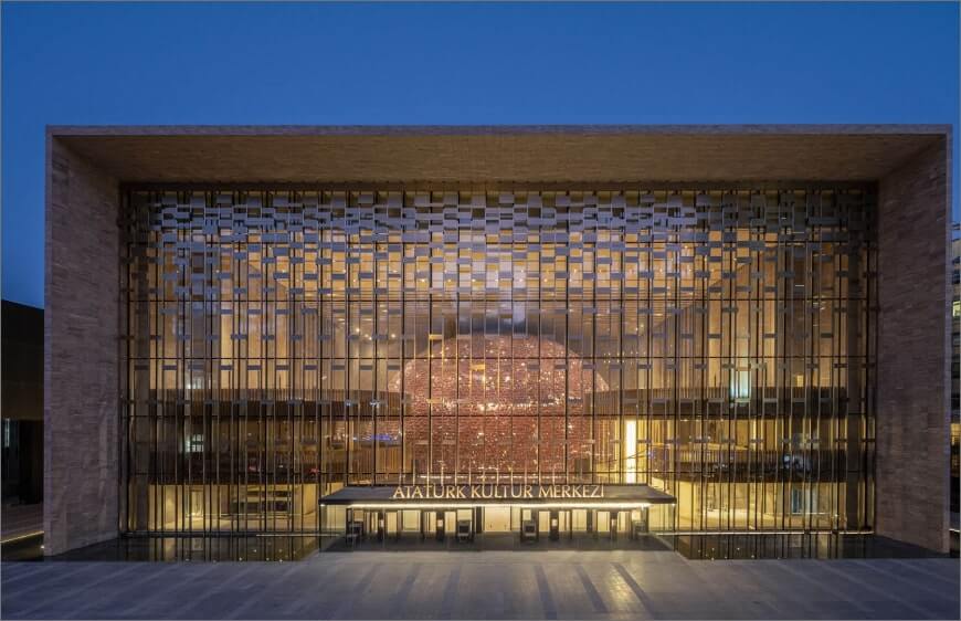 tabanlioglu mimarlik tasarimi istanbul ataturk kultur merkezi akm mimarisi yenilenen yuzu ve kirmizi kure opera salonu