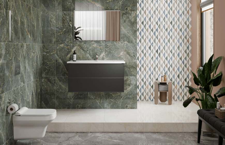 Kaleseramik salvia serisi, modern banyo, banyoda ayna kullanimi